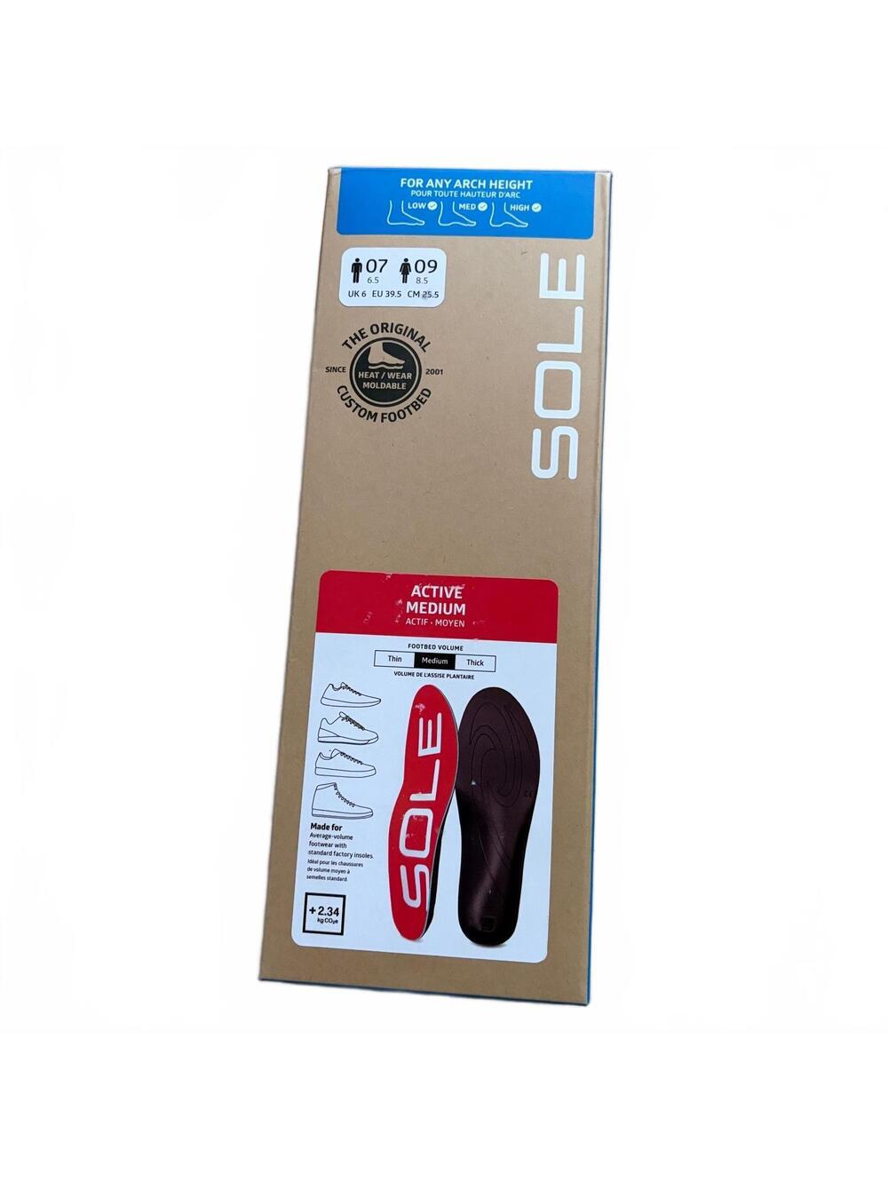 Sole Active Medium With Met Pad Shoe Insoles Insert Men's 7 Women's 9 NWT NIB